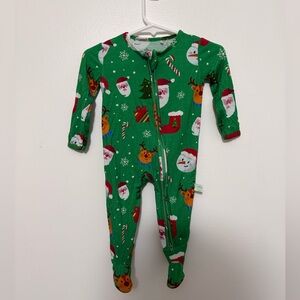 Holiday Cheer Green Kids Footie Bamboo Pajama